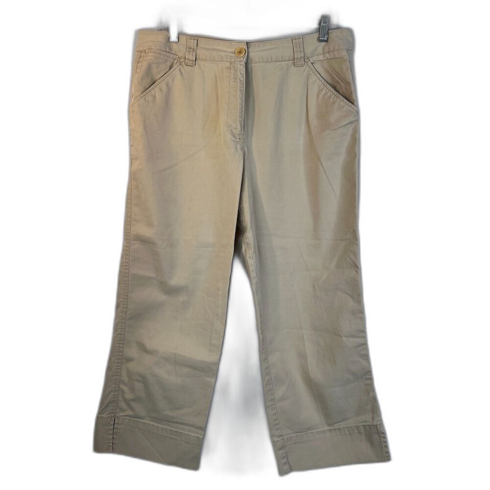 Talbots Khaki Stretch‎ Casual Capri Pants Tan Casual Neutral Waist 33-12/14